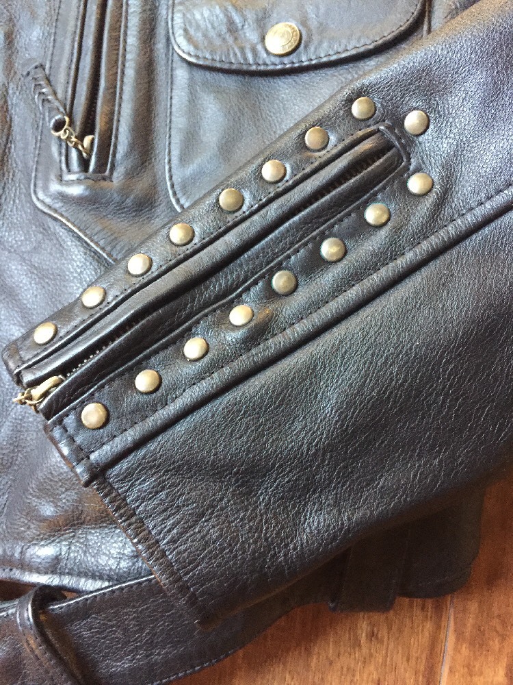 DKNY Vintage Leather Black Biker Motorcycle Painted Club 1993