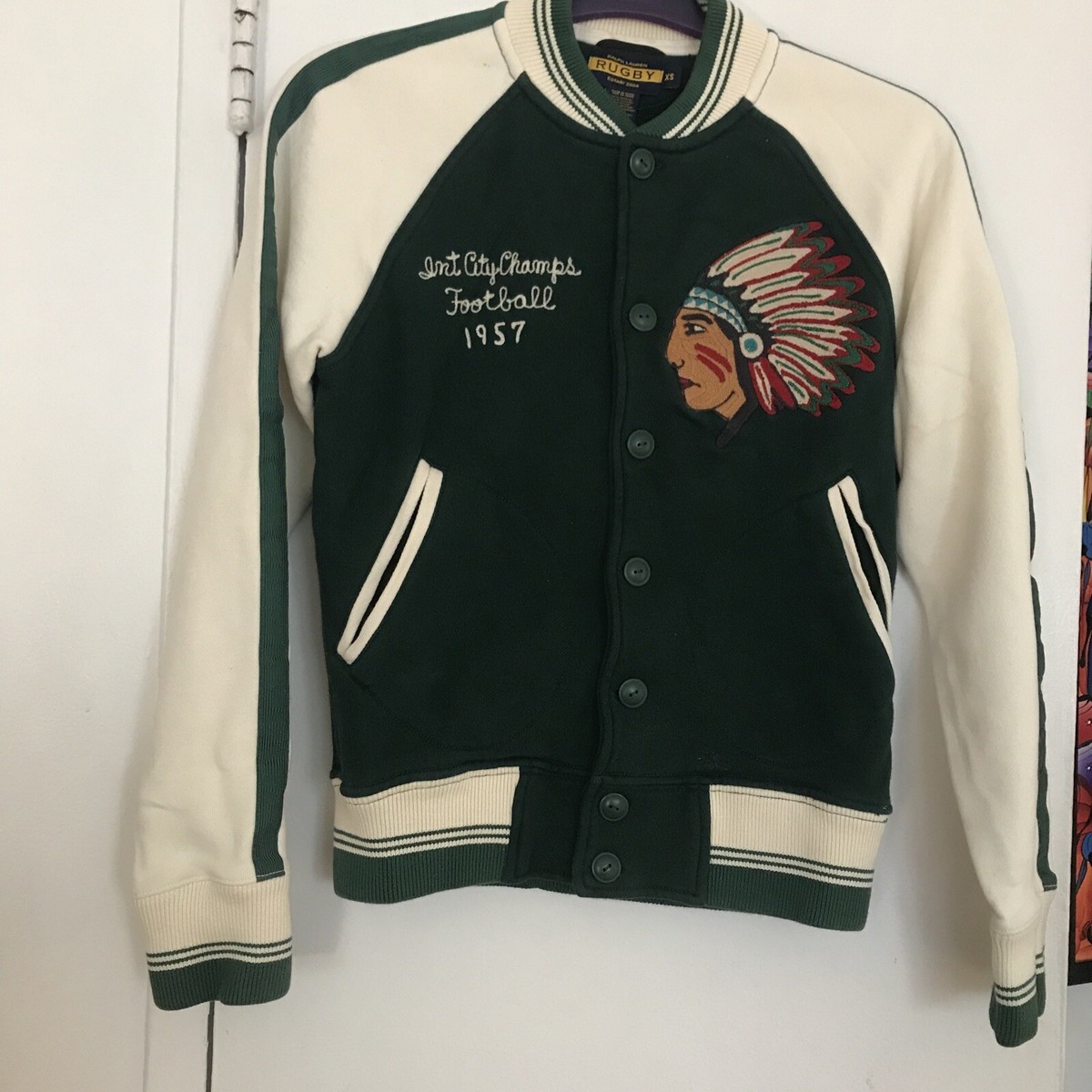 POLO RALPH LAUREN Men's Rugby Indian Head Green Varsity 1957