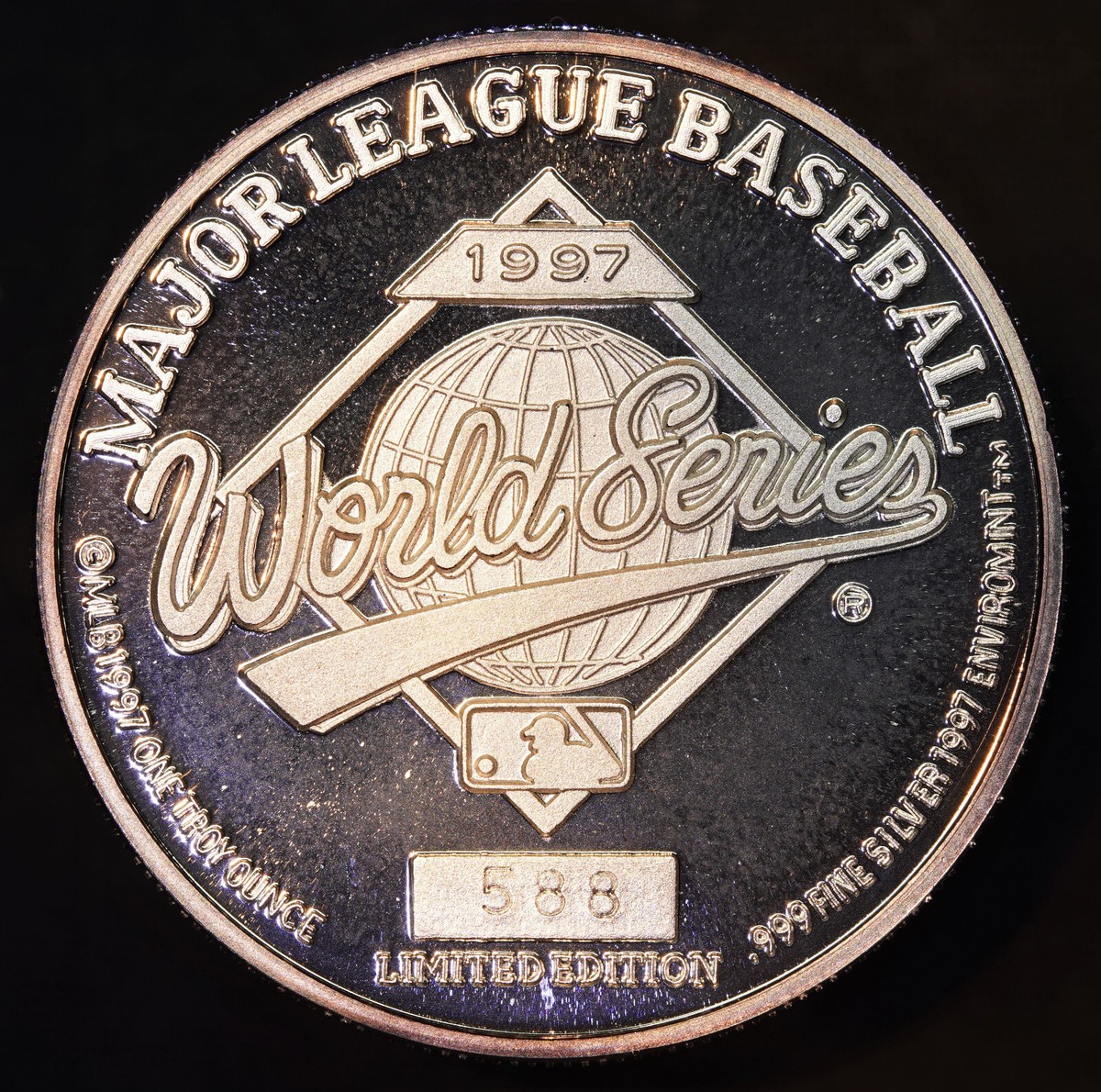 1997 World Series Florida Marlins MLB Baseball 1oz 999 FINE Silver