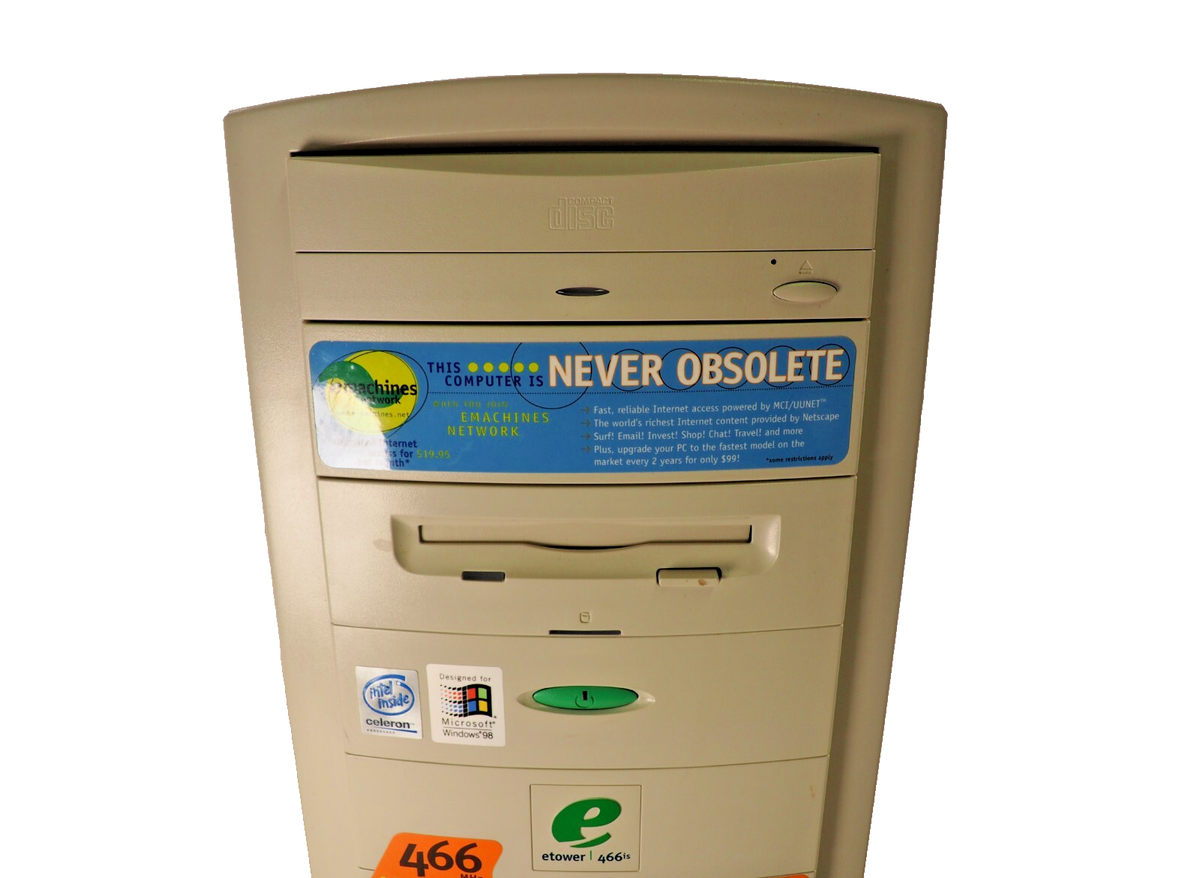 Vintage eMachines eTower 466is Celeron 466MHz 32MB 4.3GB HDD 4MB