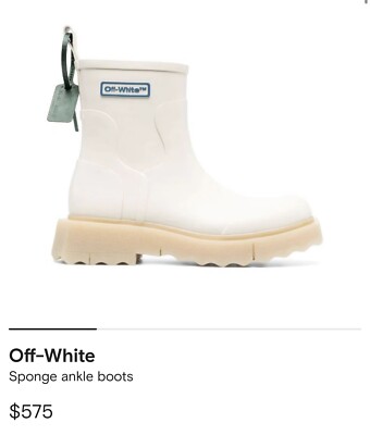VIRGIL ABLOH Off-White MEN'S SPONGE RUBBER ANKLE RAIN BOOTS US 8