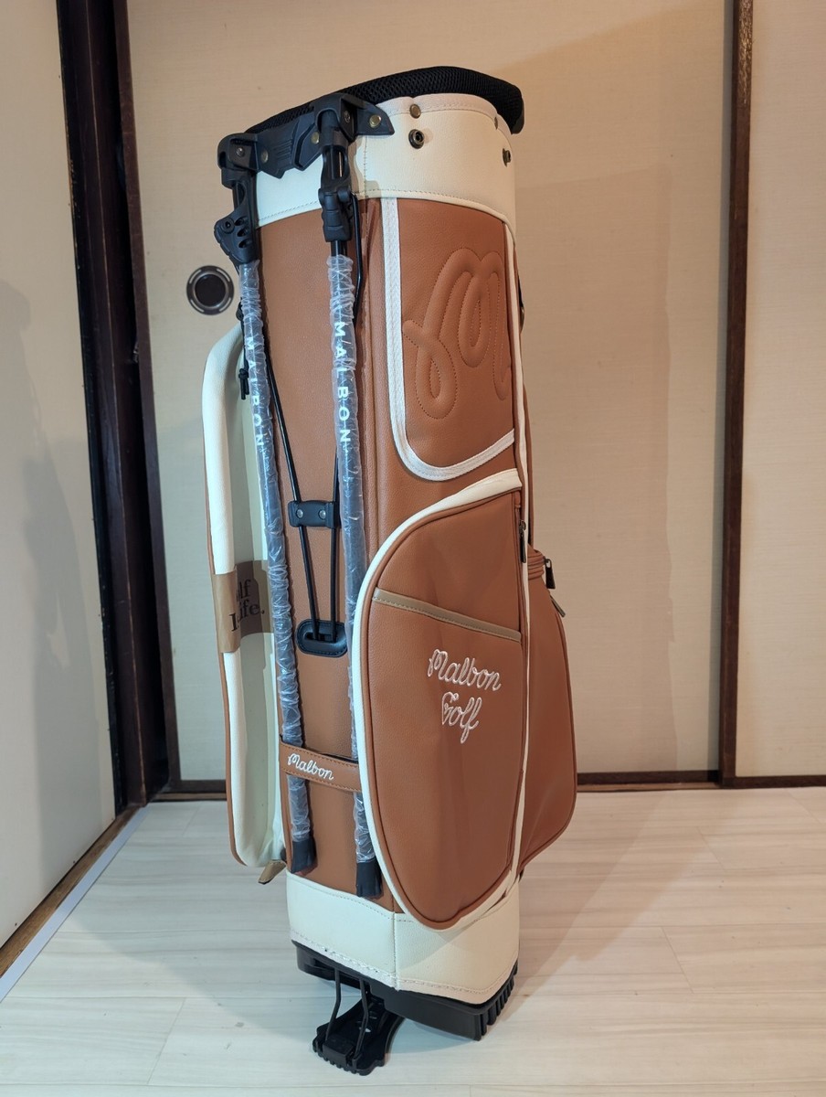 1DAY SHIP!] Malbon Golf Caddy Bag Stand Type Brown With 2 hood