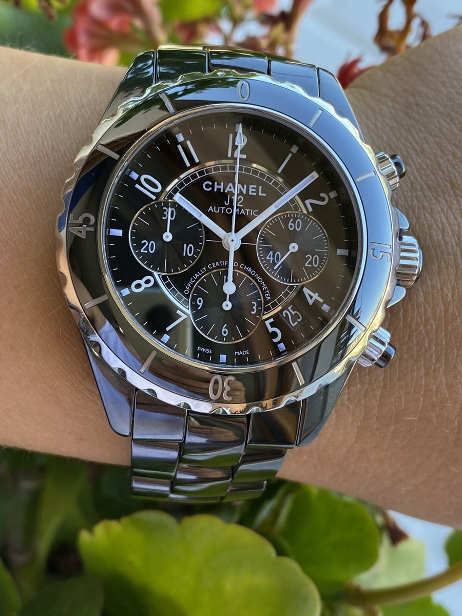 Chanel Watch J12 Chronograph Automatic Black Ceramic Mens 41mm