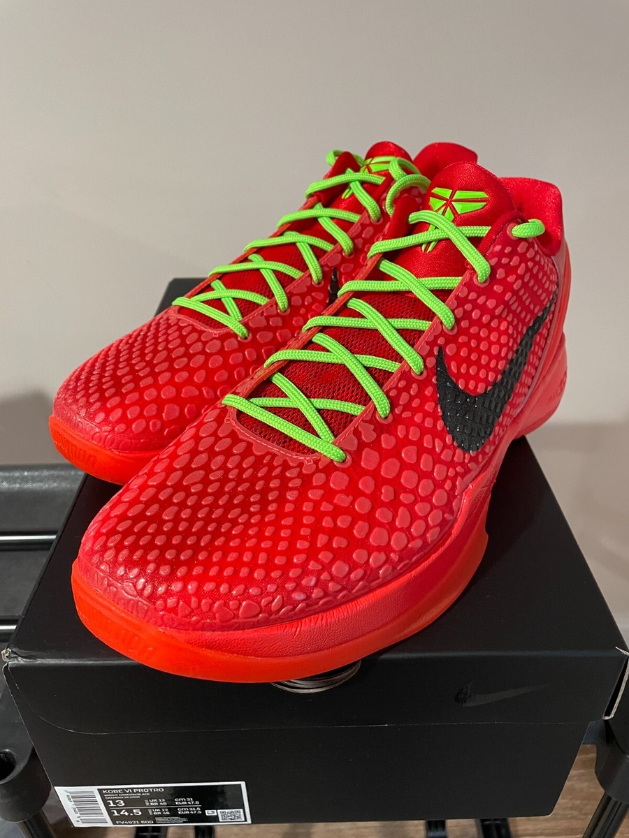 Nike Kobe 6 Protro Reverse Grinch Size 13 FV4921-600 Crimson Black