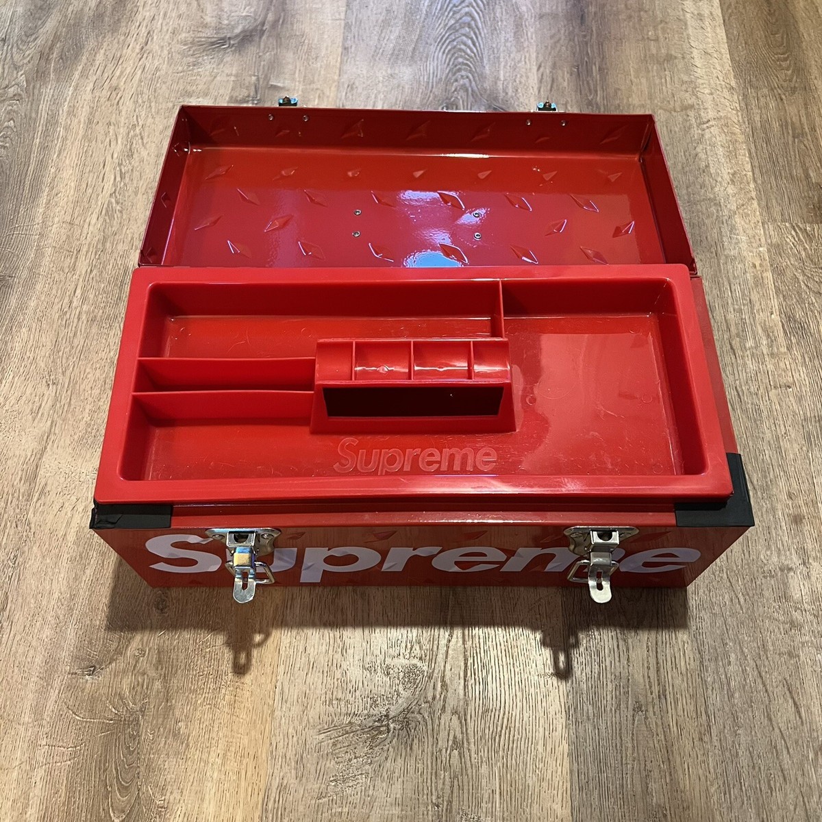 Supreme Diamond Plate Tool Box Red Box Logo FW18 Accessory Holder