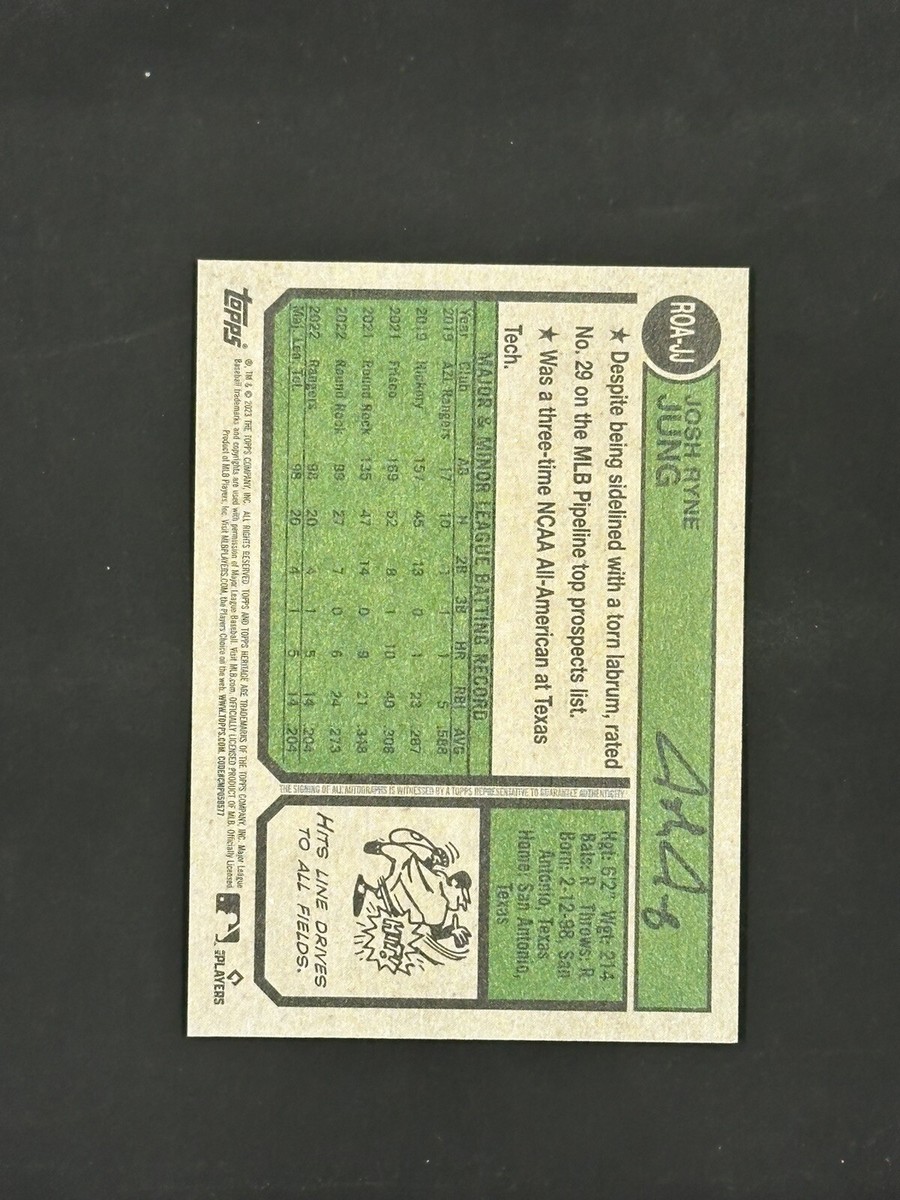 Josh Jung 2023 Topps Heritage Rookie RC Real One Auto # ROAJJ