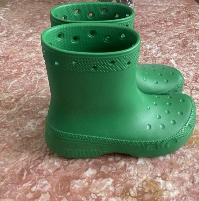New Crocs Classic Crush Women's Green Ankle Platform Rain Boots