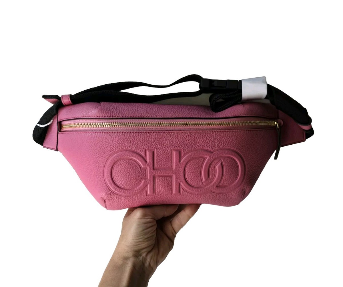 Jimmy Choo Beltbag Pink Peony Leather Choo Logo Body Bag Large