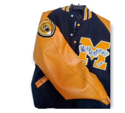 NEFF Men's Varsity Coat Wool/Leather Red, Blue Letterman's Jacket