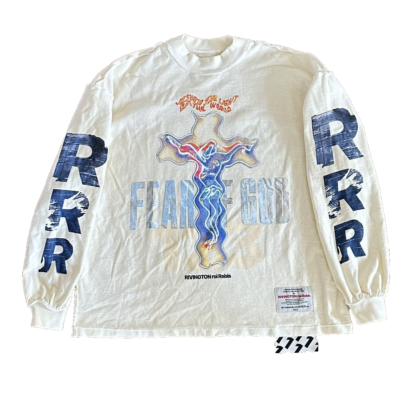 FEAR OF GOD X RRR 123 Mens Art Basel Cream Blue Graphic Print