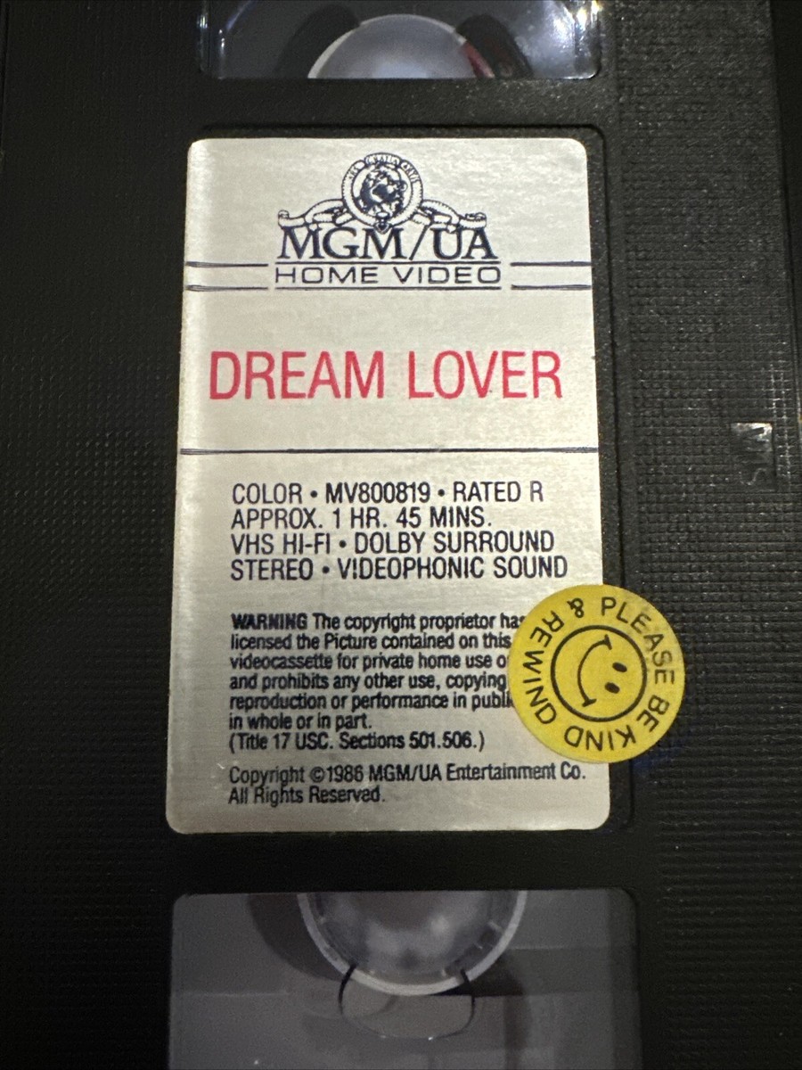 Dream Lover (1986) MGM/UA Book/Big Box VHS Alan J. Pakula Kristy