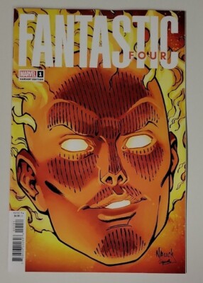 FANTASTIC FOUR #1 01/2023 NM/NM- NAUCK Human Torch HEADSHOT