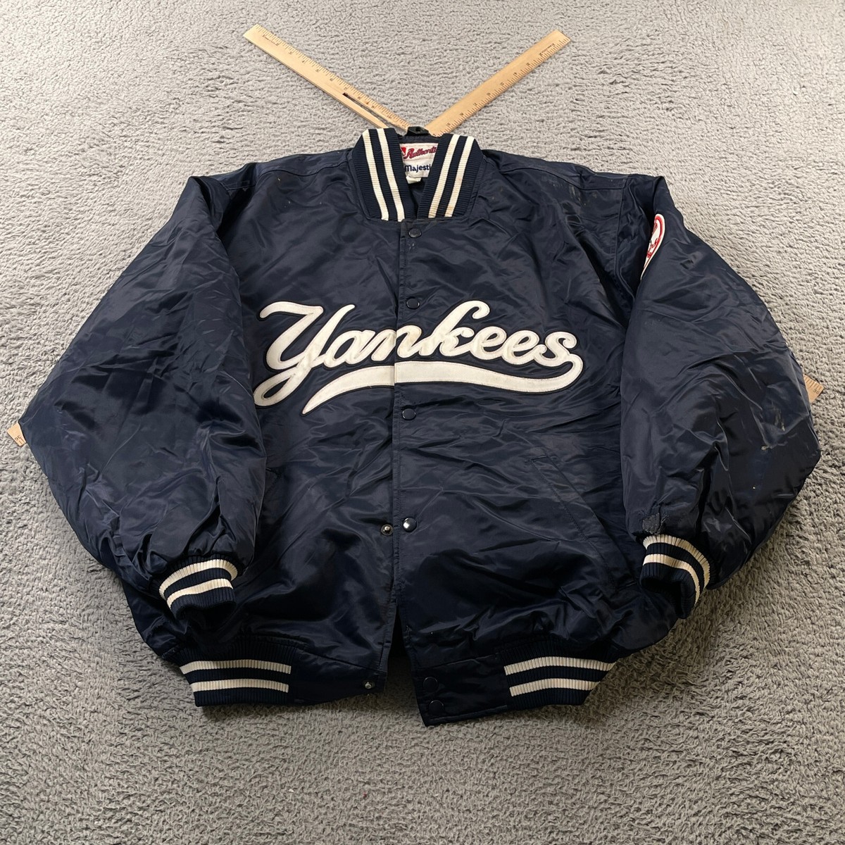 Vintage New York Yankees Jacket Mens XL Majestic MLB BIg Spell Out