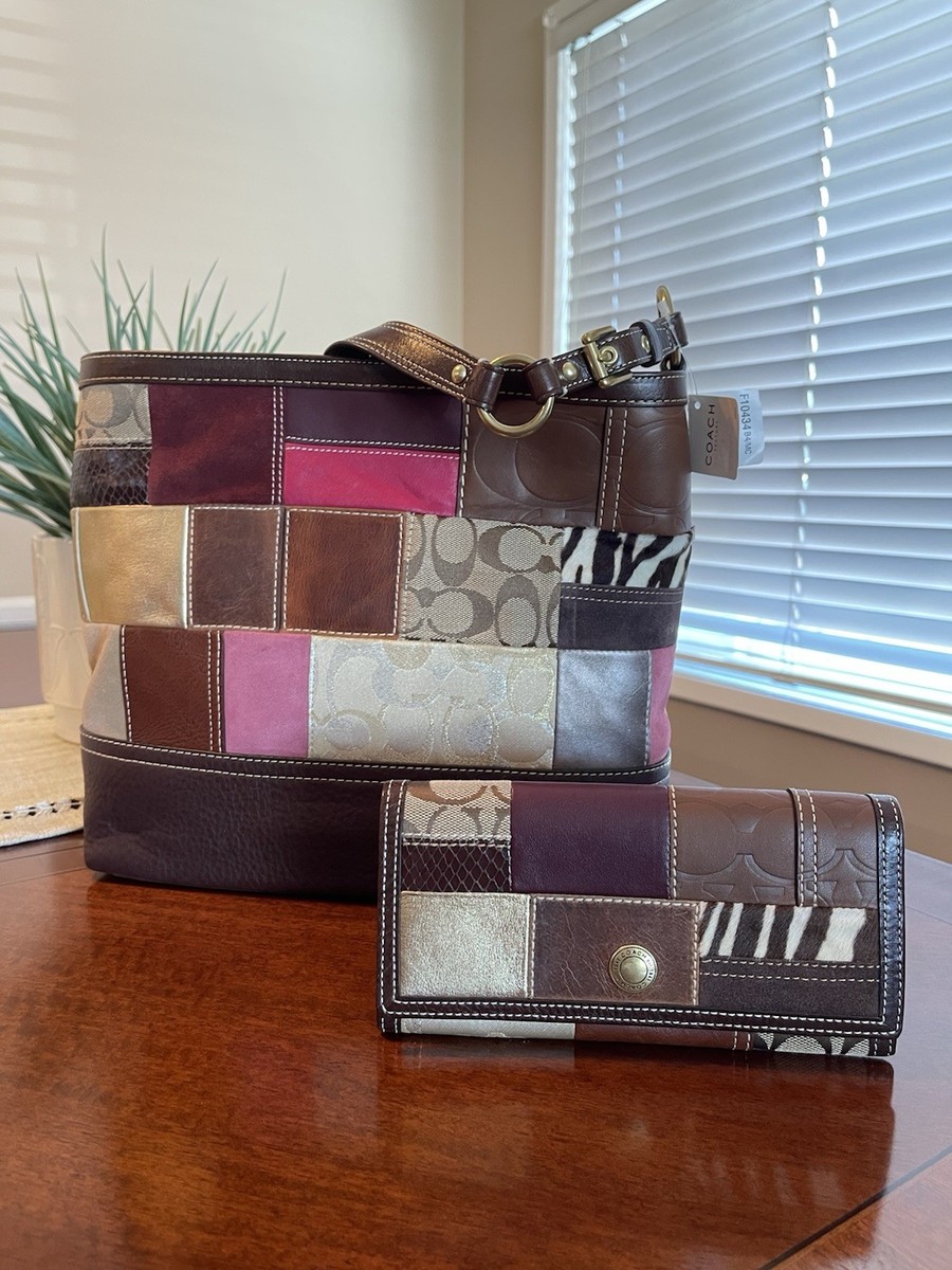 Coach Holiday Patchwork Bag Tote 10434 & Matching Wallet NWT