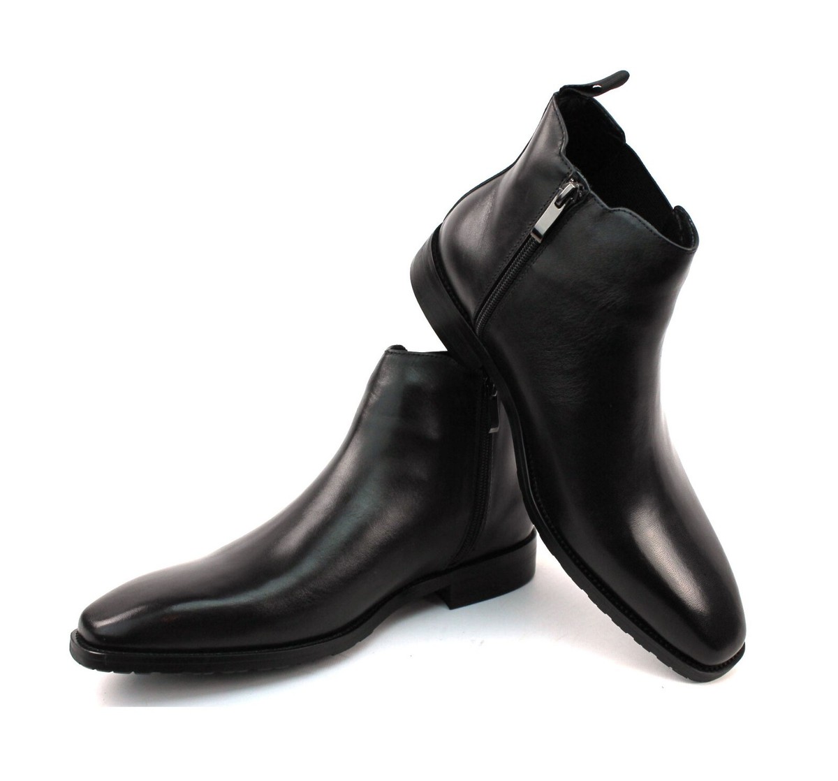 Men's Exclusive Genuine Leather Solid Black Almond Toe Chelsea