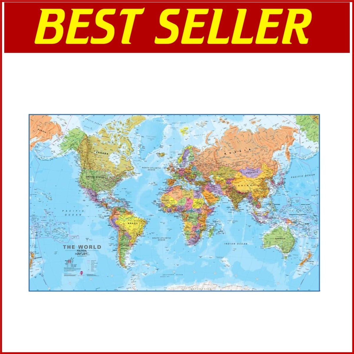 2024 Updated 46 x 80 Inch World Map - Extra Large, Write-On, and