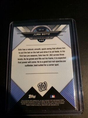 2018 Bowman Chrome Juan Soto Scouts' Top 100 ROOKIE RC 44