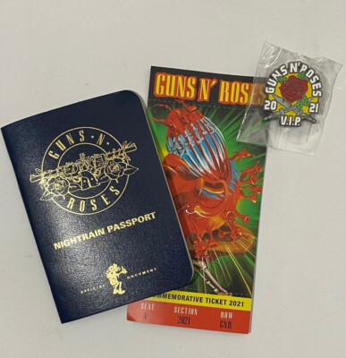 2021 Guns N Roses VIP Swag Concert Lot Nightrain Passport, Pin