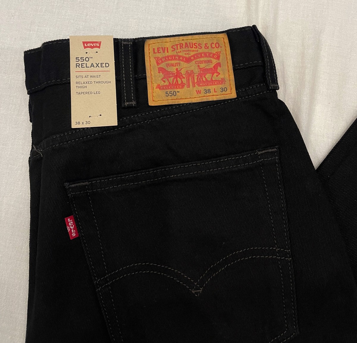 New Levis 550 Relaxed Denim Mens Jeans 38X30 Black #0260 W38L30