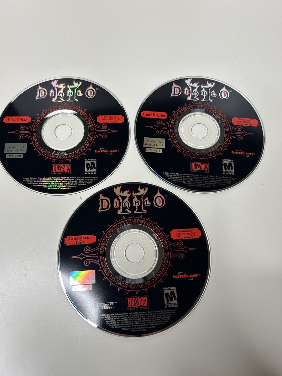 Diablo 2 Disc PC CD-ROM Game, PC 2000 4 Disc Set Disc Only With