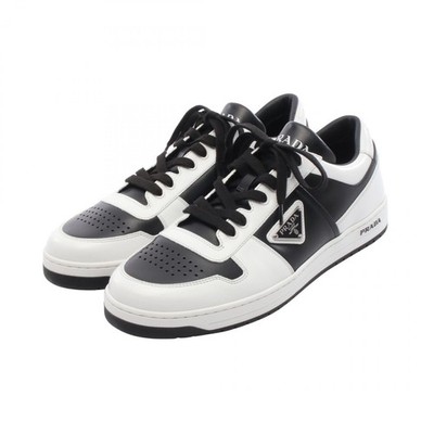 PRADA Downtown sneakers 2EE3643LKGF09678.5 leather White Black NEW