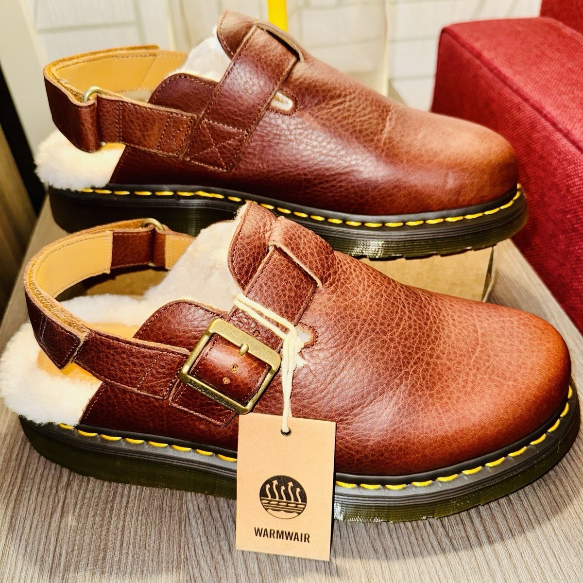 Dr Martens Jorge II Ambassador Leather Fur Lined M 11 W 12 Mules