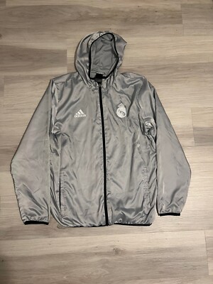 RARE Real Madrid Jacket Adidas Reflective Gray Men's Medium | eBay
