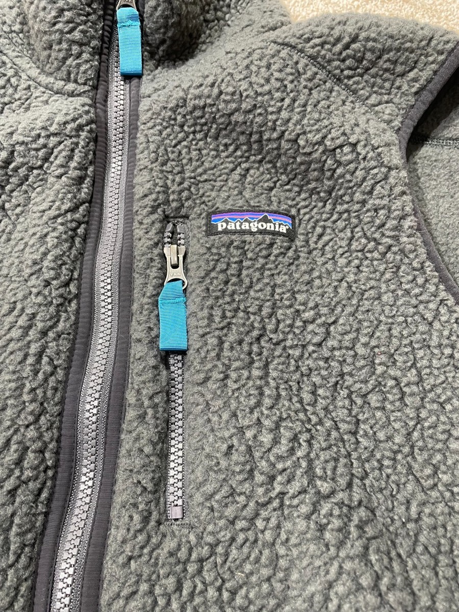 Patagonia Retro Pile Fleece Vest Mens Medium Gray Zip Pocket | eBay