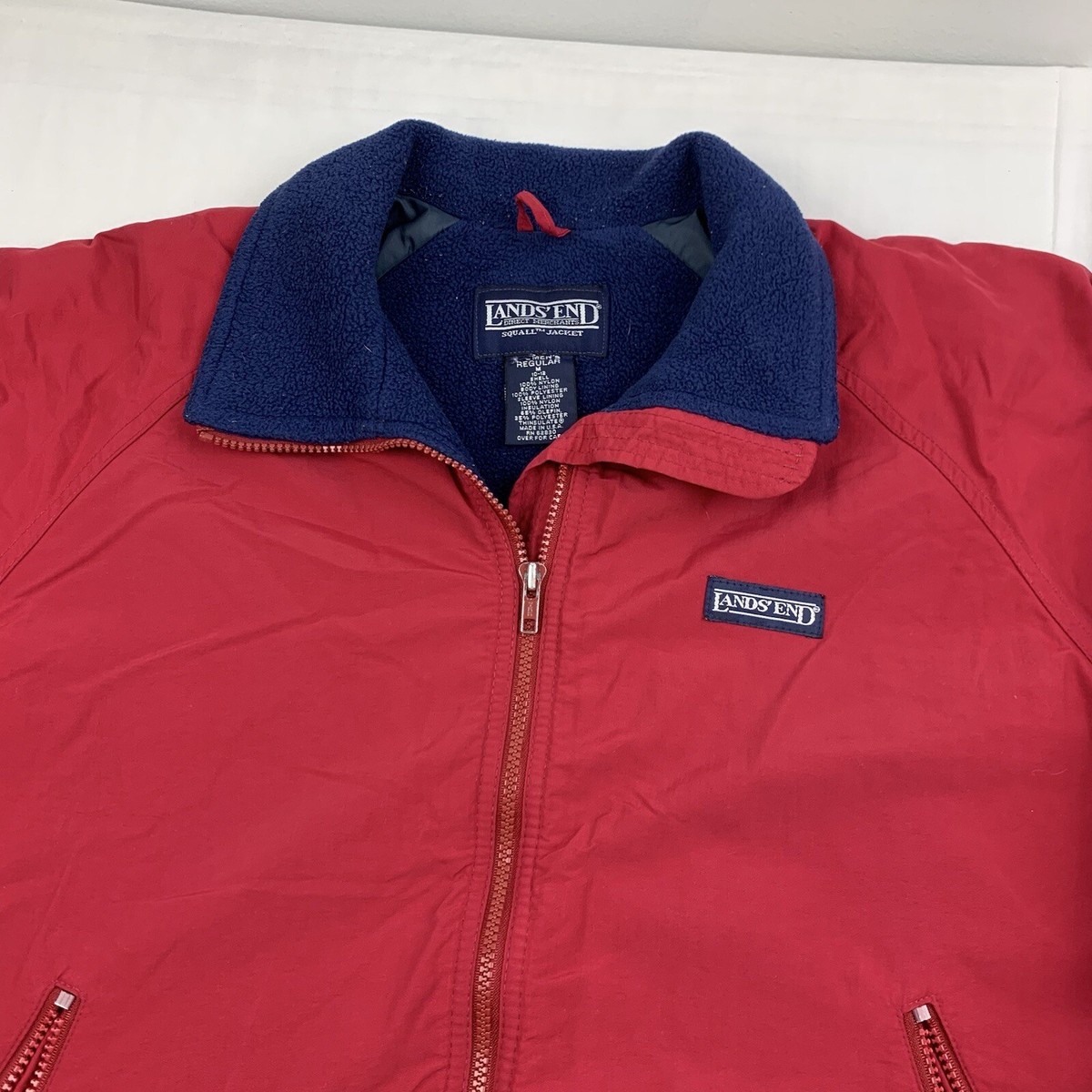 Vintage Lands End Squall Jacket Womens Medium Red Heavy Weight 90s
