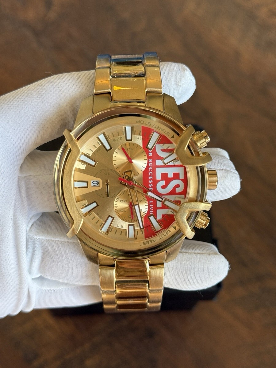 Diesel Watch DZ4595 Griffed Chronograph Gold Tone Stainless Steel