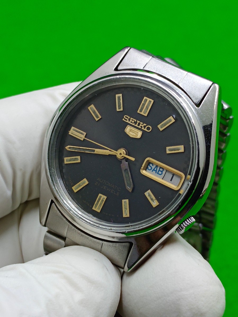 vintage SEIKO 5 watch Automatic 21 Jewels Japan 7019-6081 Day