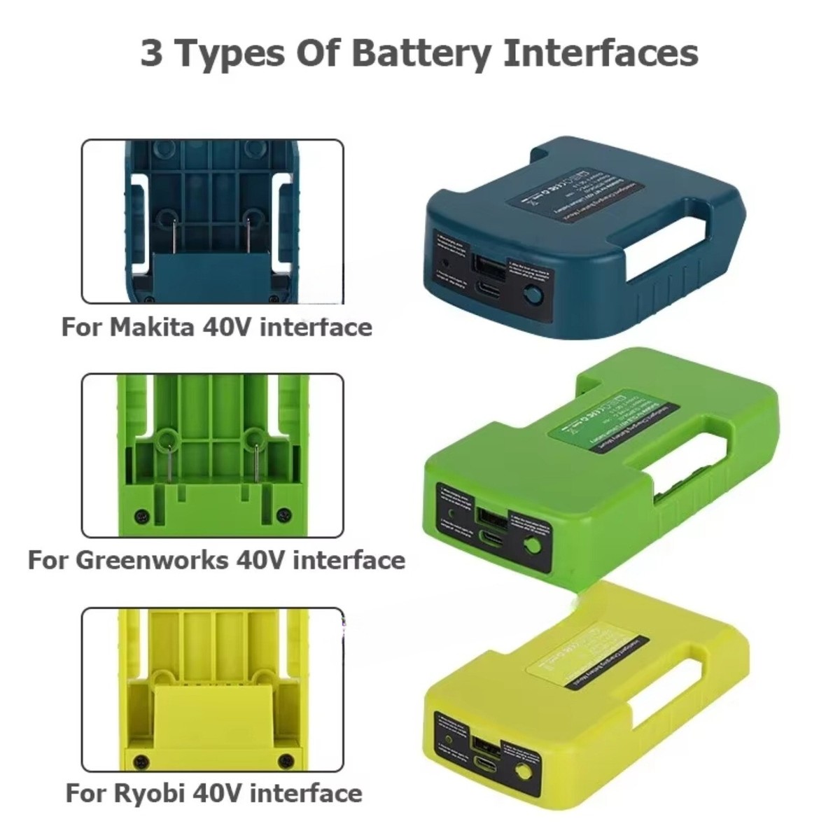 USB Charger Adapter For Makita 40V For Ryobi 40V Battery Holder