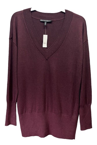 Enfold White And Black V-Neck Layered Shirt Twofer Sweater Size 38