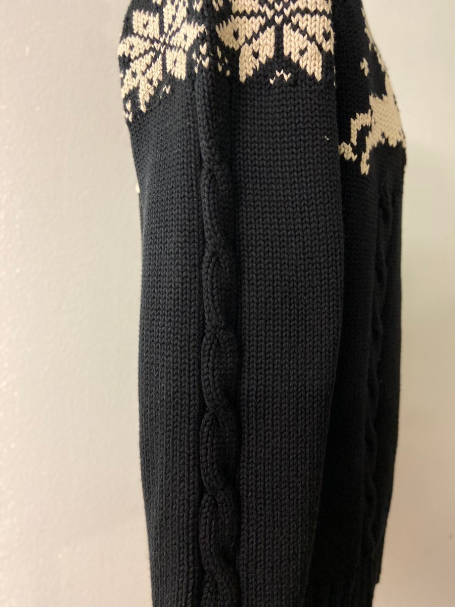 Vintage 80s Cotton Sweater from Lands End brand | Black with