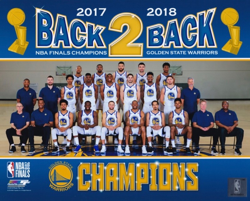 2017-2018 Golden State Warriors Back 2 Back NBA Champions 8x10