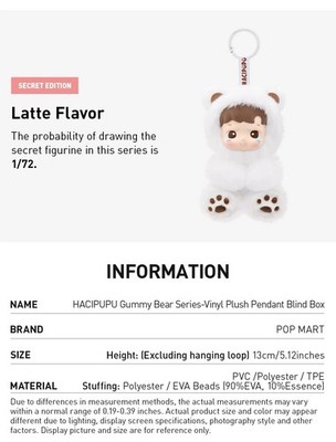 AUTHENTIC Hacipupu Gummy Bear Plush Pendant Latte Flavor Secret