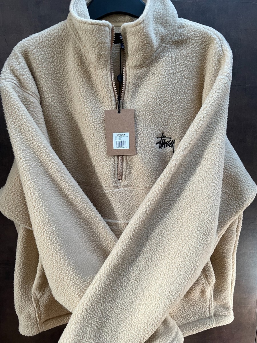 Stussy Half Zip Mock Neck Fleece (Beige), Size S | eBay