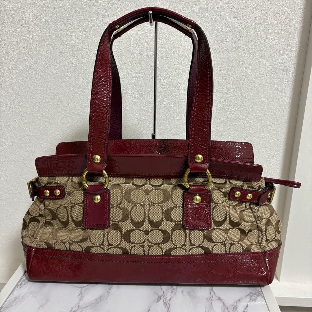 Coach Legacy Signature Patent Leather Turnlock Shoulder Hand Bag