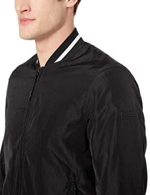 A|X Armani Exchange Men's Solid Unpadded Nylon Bomber Jacket