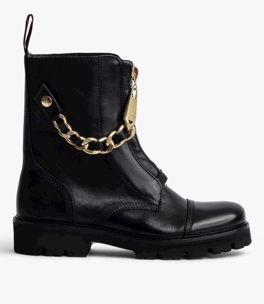 Zadig & Voltaire Joe Cecilia Smooth Leather Combat Boots Gold