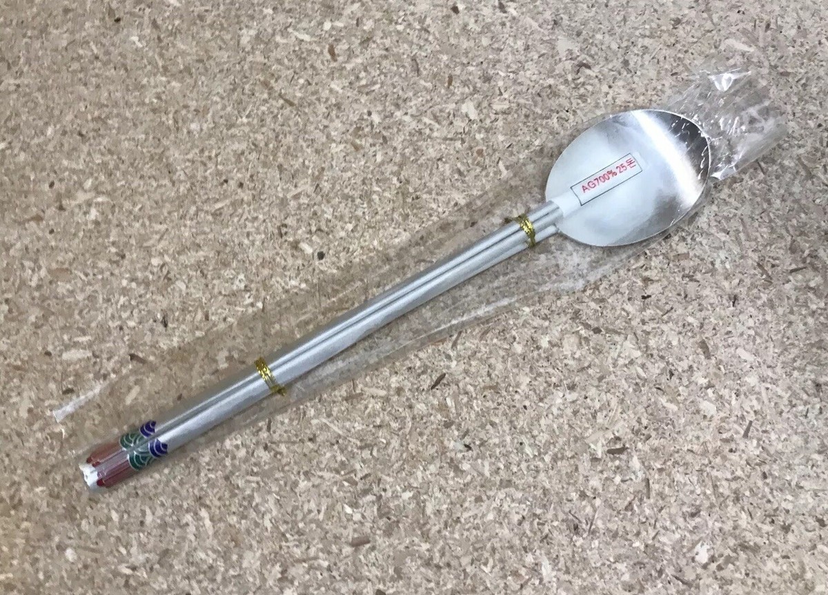 Silver Enamel Korean Chopstick Spoon | AG 700 Silver | Wedding