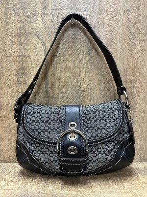 Coach F10925 Vintage black soho Y2K signature C canvas & leather