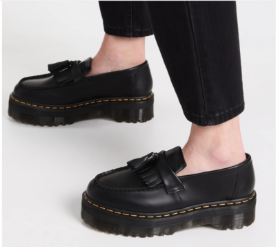 DR. MARTENS ADRIAN QUAD LEATHER PLATFORM TASSLE LOAFERS MSRP$210