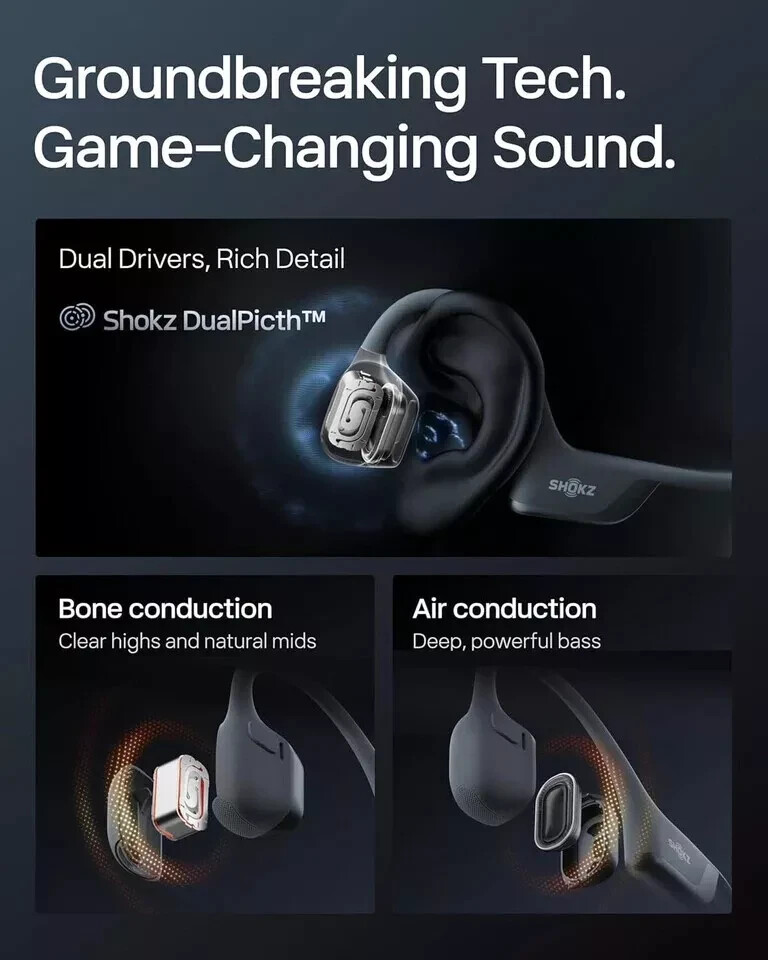 Shokz - OpenRun Pro 2 骨传导开耳式运动耳机黑色 S820 - 全新- | eBay