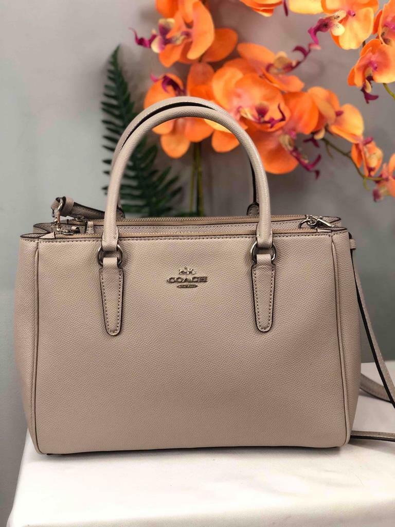 COACH Surrey Grey Grain Leather Carryall Satchel Bag #F44958 | eBay