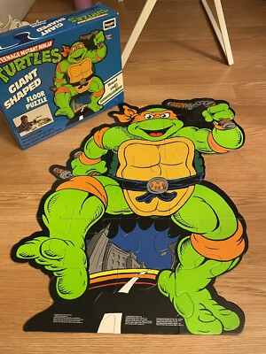Vintage 1990 RoseArt Floor Puzzle Michelangelo TMNT Teenage Mutant
