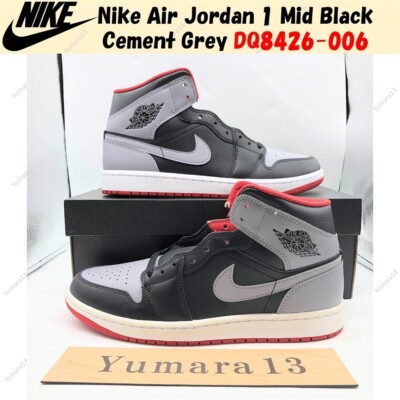 Nike Air Jordan 1 Mid Black Cement Grey DQ8426-006 Men's Size | eBay