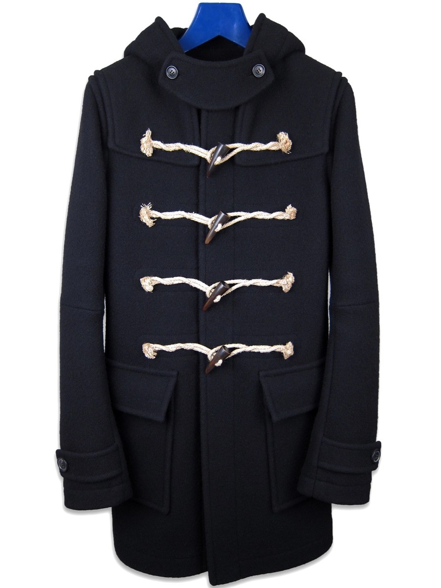 Balmain Hooded Duffel Toggle Coat Black Wool AW11 sz. eu44 us34 XS