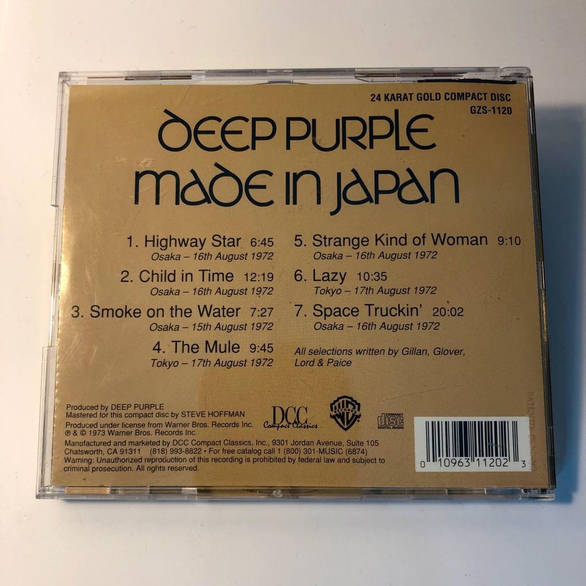 Made in Japan by Deep Purple - Very Rare, 24k Gold CD, DCC Compact