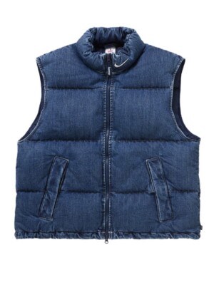 Supreme Nike Blue Denim Puffer Vest Mens XL FQ0323-451 Brand New